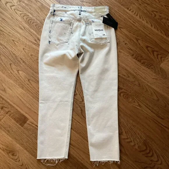 NWT Rag & Bone Nina High Waist Distressed Ankle Cigarette Jeans in Half Moon 28 - Picture 5 of 7